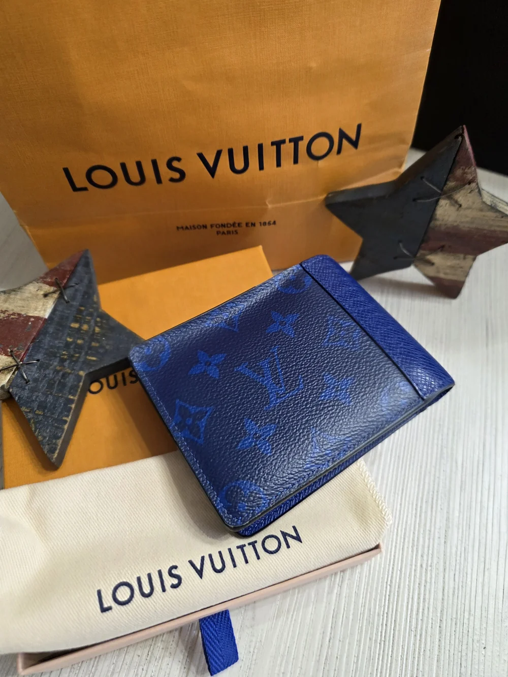 Louis Vuitton Blue Monogram Leather Wallet